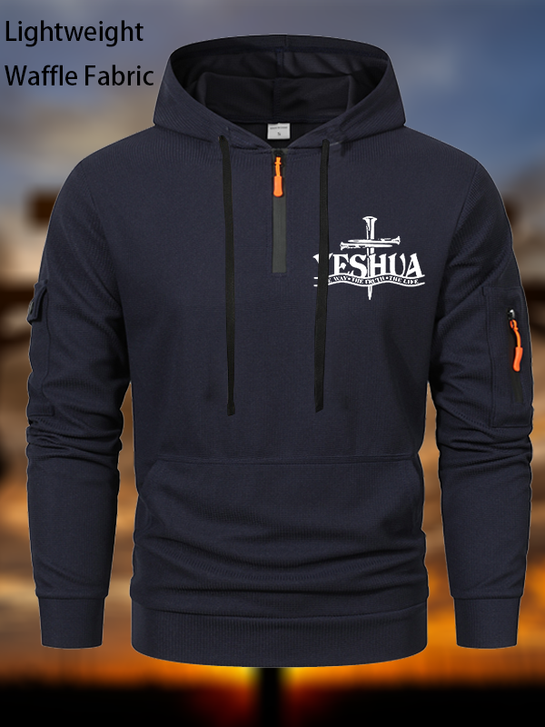 Yeshua the way the truth the life Waffle Fabric Zipper Hoodies