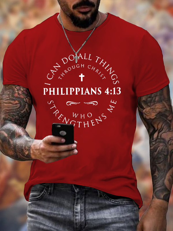 Philippians 4:13 Cotton Crew Neck T-shirt