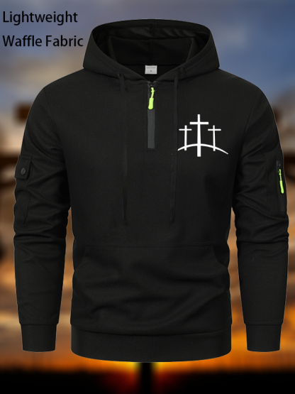 Cross Printed Zipper Hoodies