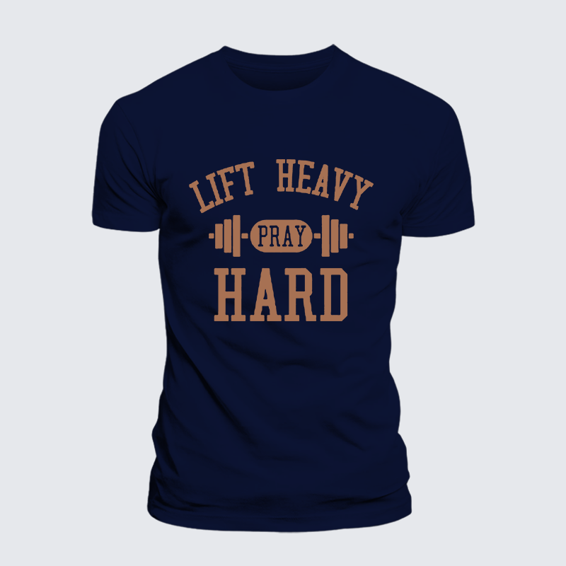Lift Heavy Pray Hard Jesus God Christian Cotton T-Shirt