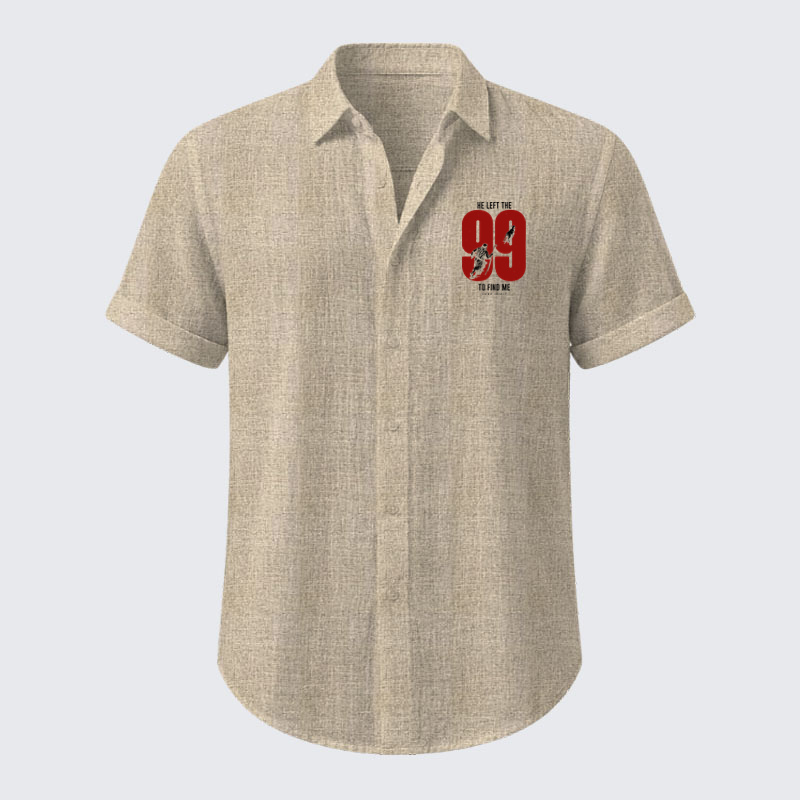 Short Sleeve Casual Shirt - He Left The 99 To Find Me - Apricot (front)