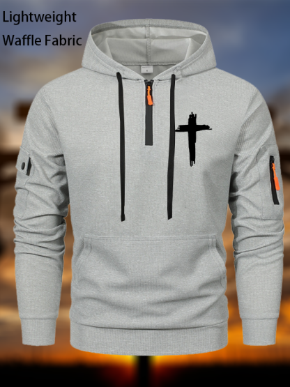 Cross Printed Zipper Hoodies