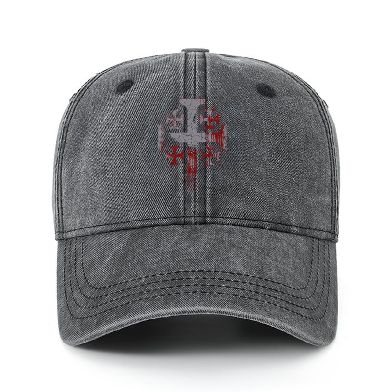 Heritage Washed Cap - Deus Vult - Black (front)