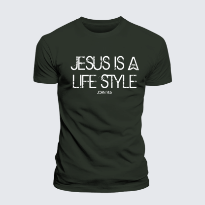 Jesus Is A Life Style Jesus God Christian Premium Mercerized Cotton Tee