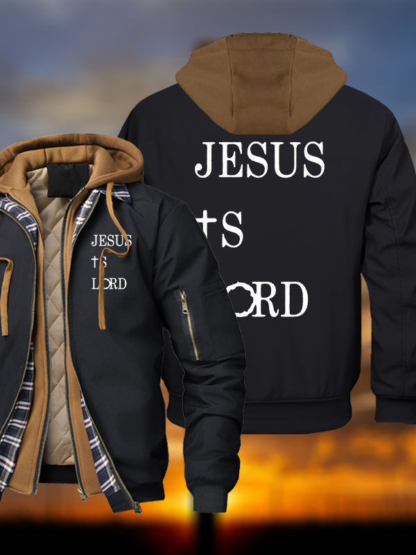 Jesus Is Lord Warm Hooded Bomber Jacket