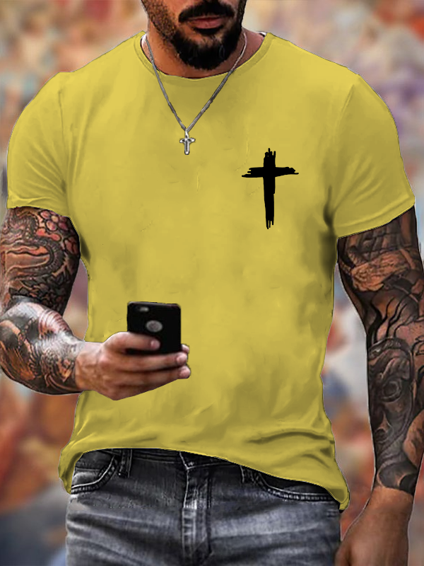 Cross Print Crew Neck T-Shirt