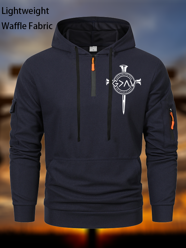 God Is Greater Than Your Highs and Lows  Waffle Fabric Zipper Hoodies