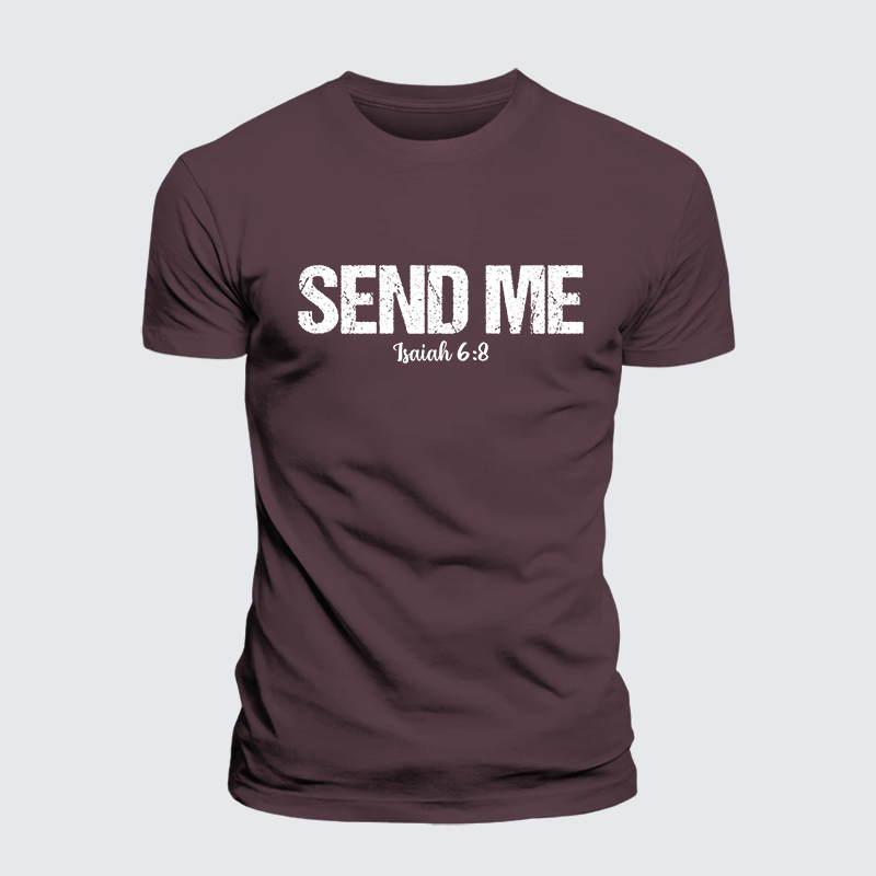 Isaiah 6:8 - SEND ME Jesus God Christian Premium Mercerized Cotton Tee