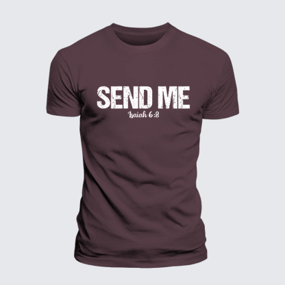 Isaiah 6:8 - SEND ME Jesus God Christian Premium Mercerized Cotton Tee