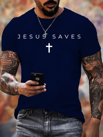 Jesus Saves Christian Cotton T-Shirt