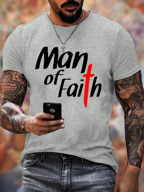 Man of Faith Jesus God Christian Cotton T-Shirt