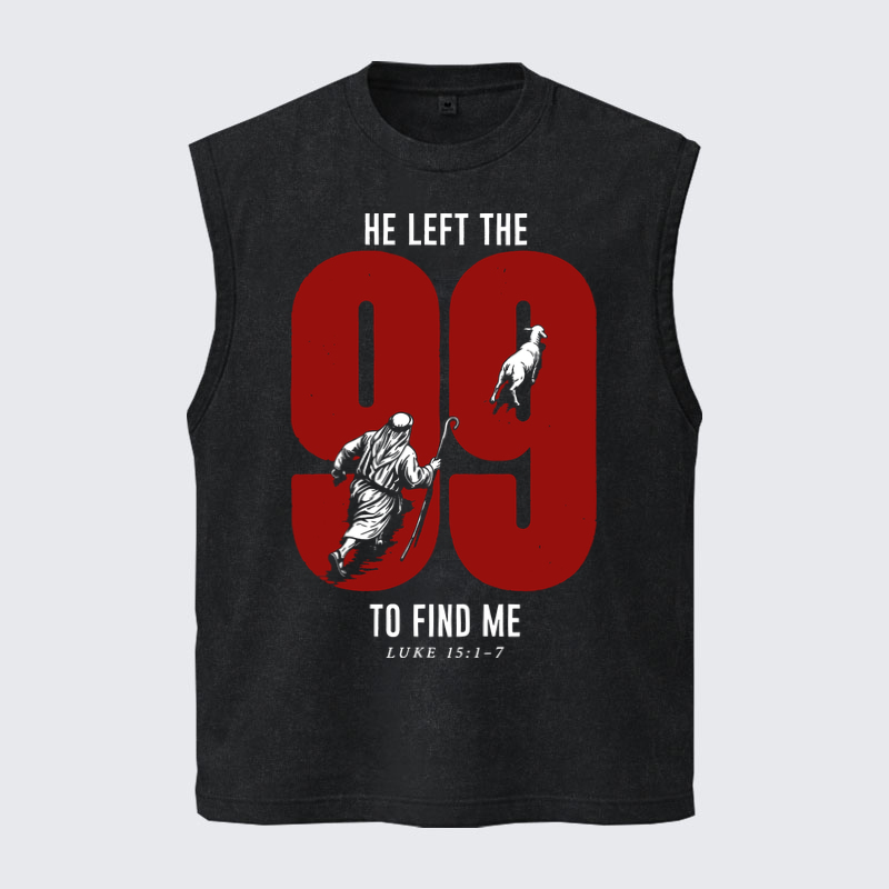 Washed Tank Top - He Left The 99 To Find Me - Black