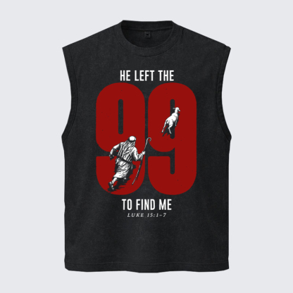 Washed Tank Top - He Left The 99 To Find Me - Black (front)