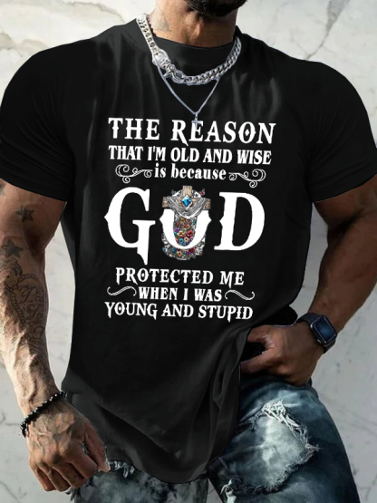Casual Faith God Alphabet Printed Cotton T-shirt