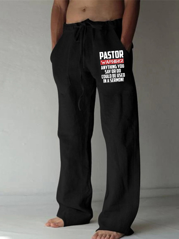 Men's Pastor Warning Anything You Say Or Do Could Be Used In A Sermon Christian Beach Pants