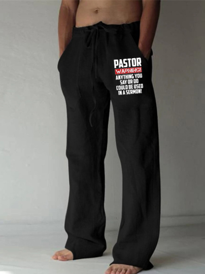 Men's Pastor Warning Anything You Say Or Do Could Be Used In A Sermon Christian Beach Pants