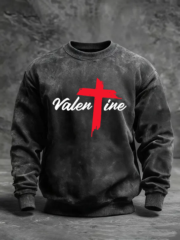 Valentine  Jesus God Christian Washed Sweatshirt