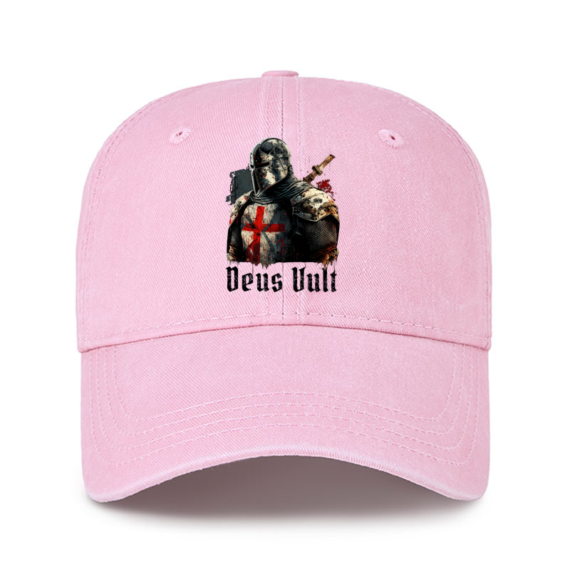Heritage Washed Cap - Deus Vult - Pink (front)