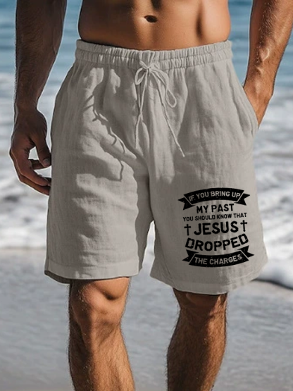 Men's Jesus Dropped The Charges Christian Beach Shorts