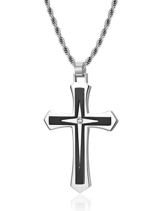 Christian Stainless Steel Cross Long Pendant