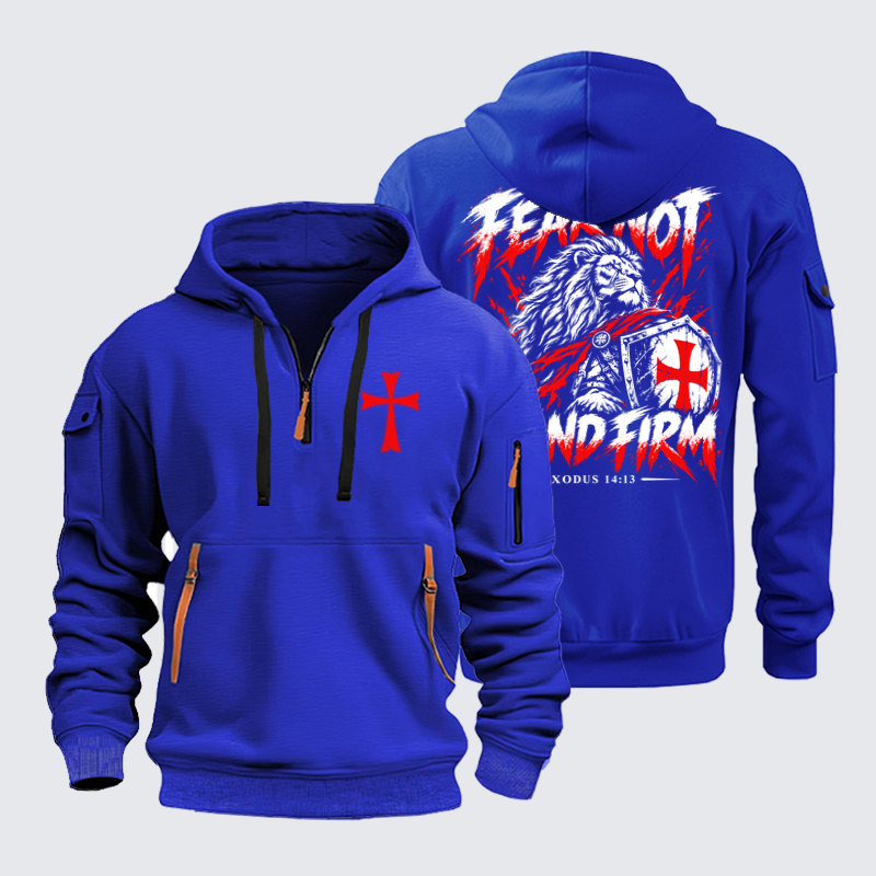 Zipper Hoodies - Fear Not – Stand Firm Lion - Royal Blue (front and back)