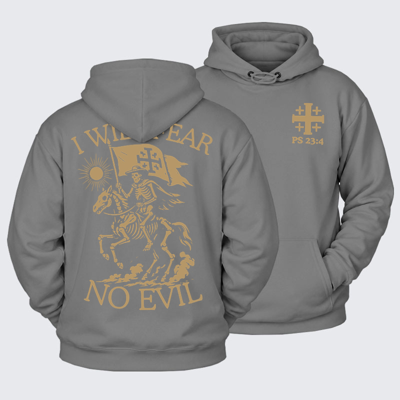 Plush Fleece-Lined Hoodie - I Will Fear - Ash Gray (front and back)
