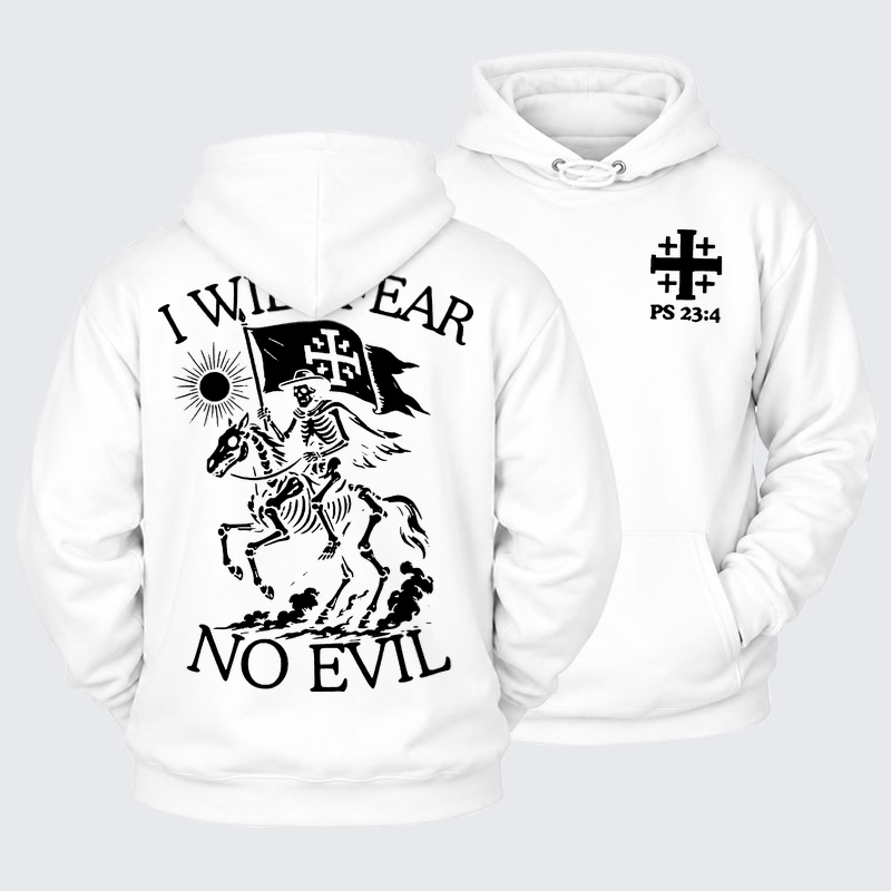 Plush Fleece-Lined Hoodie - I Will Fear - White (front and back)