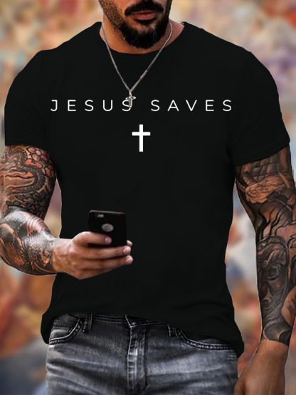 Jesus Saves Christian Cotton T-Shirt