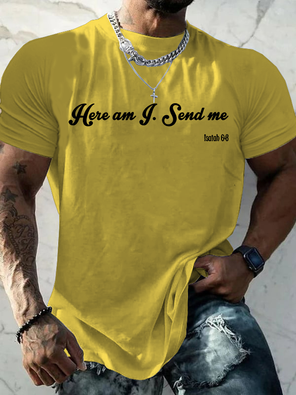 Isaiah 6:8 Jesus God Christian Cotton T-Shirt
