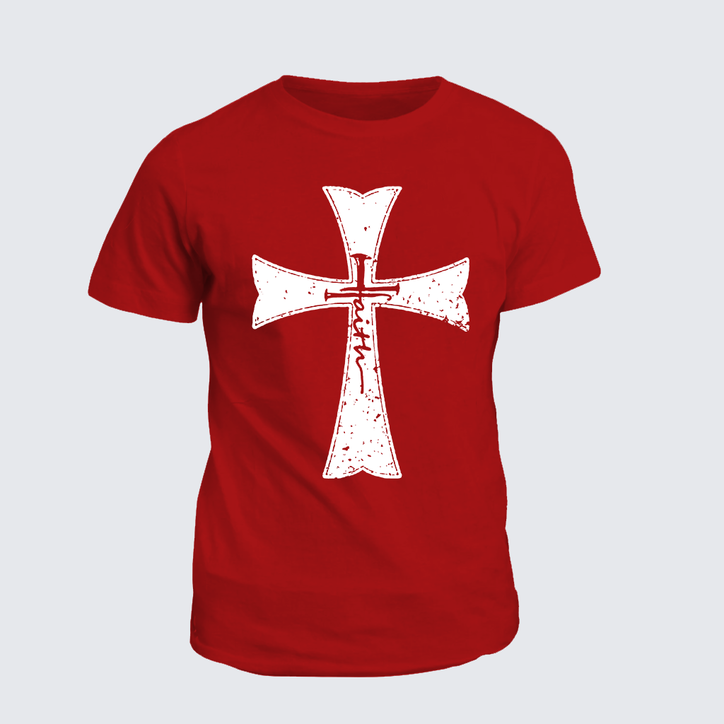 Faith Cross Jesus God Christian Cotton T-Shirt