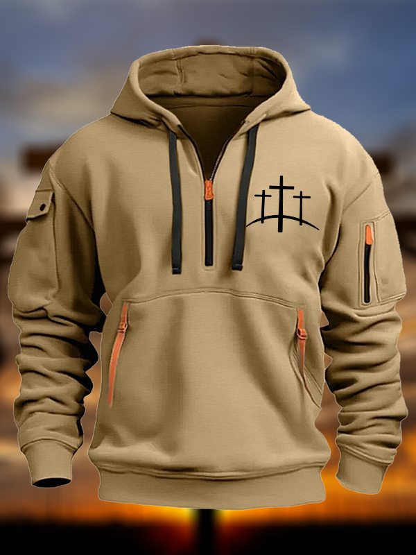  Cross Printed Zipper Hoodies