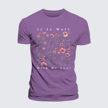 It Is Well With My Soul Jesus God Christian Premium Mercerized Cotton Tee