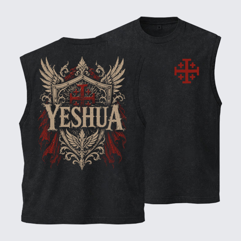 Washed Tank Top - Yeshua – King of Kings - Black