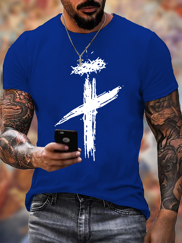 Faith Crown of Thorns Cross Jesus God Christian Cotton T-Shirt