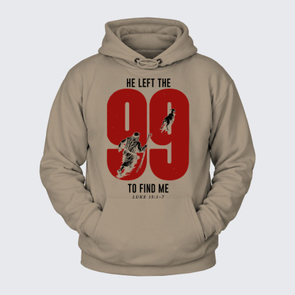 Plush Fleece-Lined Hoodie - He Left The 99 To Find Me - Gray Coffee (front)