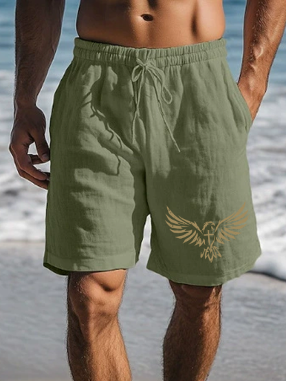 Men's Wings Like Eagles Cross Christian Beach Shorts