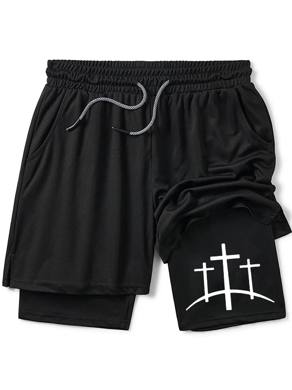 Cross Printed Christian Performance Shorts