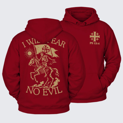 Plush Fleece-Lined Hoodie - I Will Fear - Dark Red (front and back)