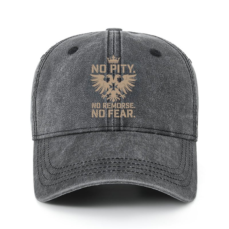 Heritage Washed Cap - No Pity No Remorse No Fear - Black (front)