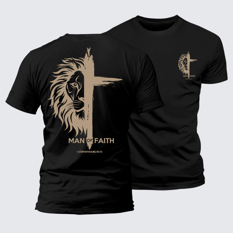 Man Of God Husband Dad Jesus God Christian Cotton T-Shirt