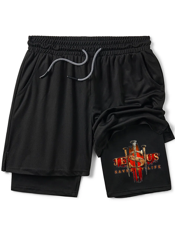 Jesus Saved My Life Christian Performance Shorts