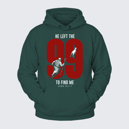 Plush Fleece-Lined Hoodie - He Left The 99 To Find Me - Eden Green (front)