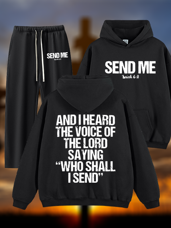 Send Me Isaiah 6:8 Jesus God Christian Plush Fleece-Lined Hoodie Set