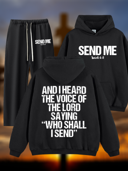 Send Me Isaiah 6:8 Jesus God Christian Plush Fleece-Lined Hoodie Set