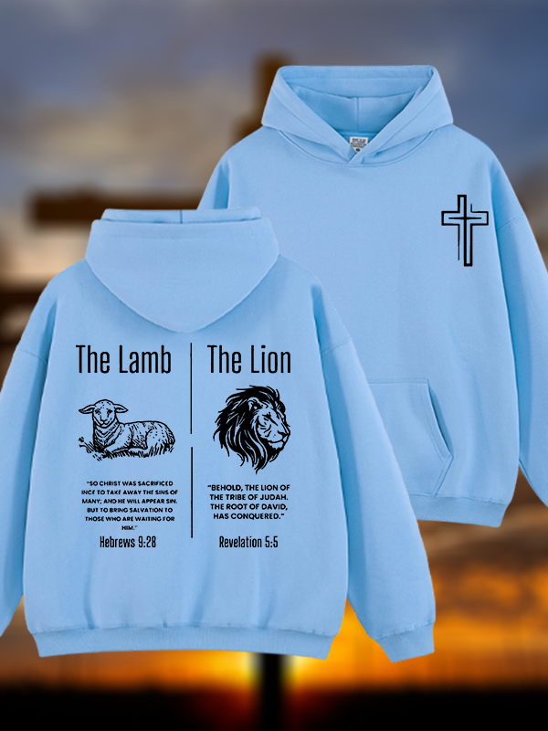 The Lamb & The Lion Jesus God Christian Plush Fleece-Lined Hoodie