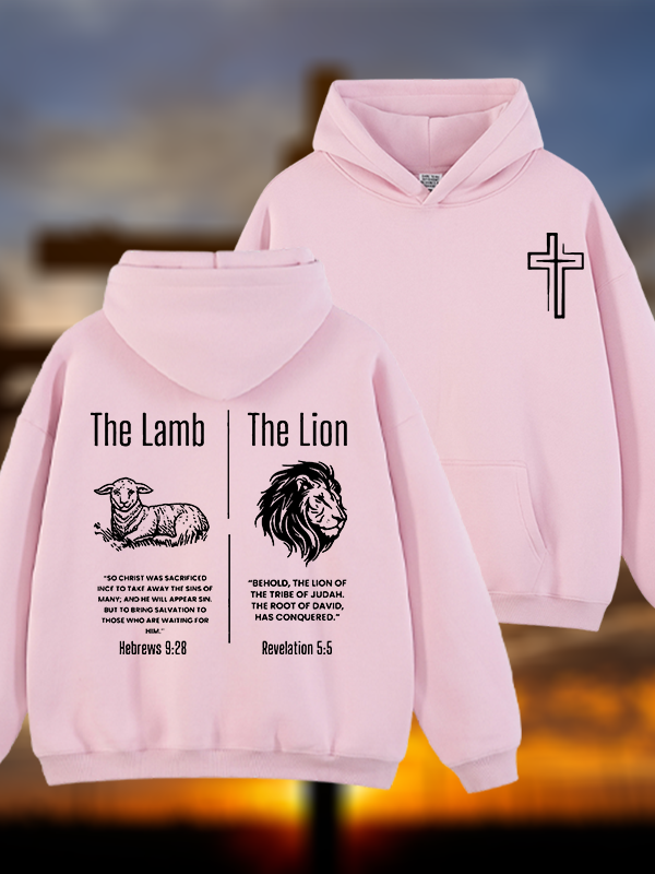 The Lamb & The Lion Jesus God Christian Plush Fleece-Lined Hoodie