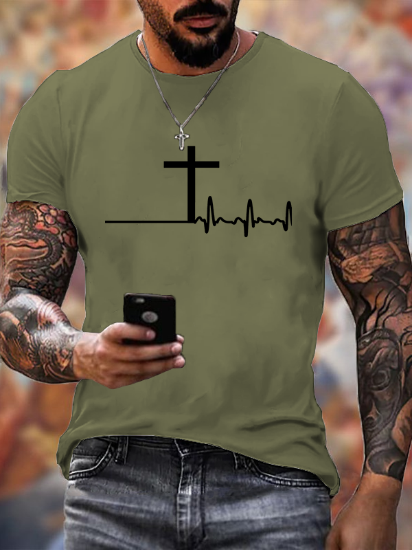 ECG Cross Cotton Crew Neck T-shirt