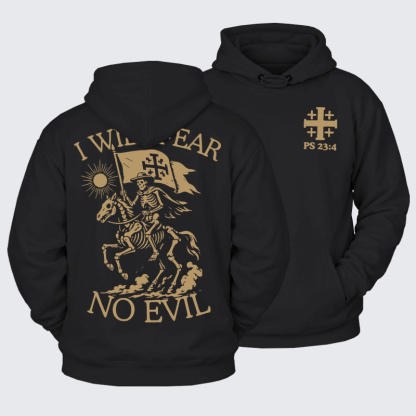 Plush Fleece-Lined Hoodie - I Will Fear - Black (front and back)