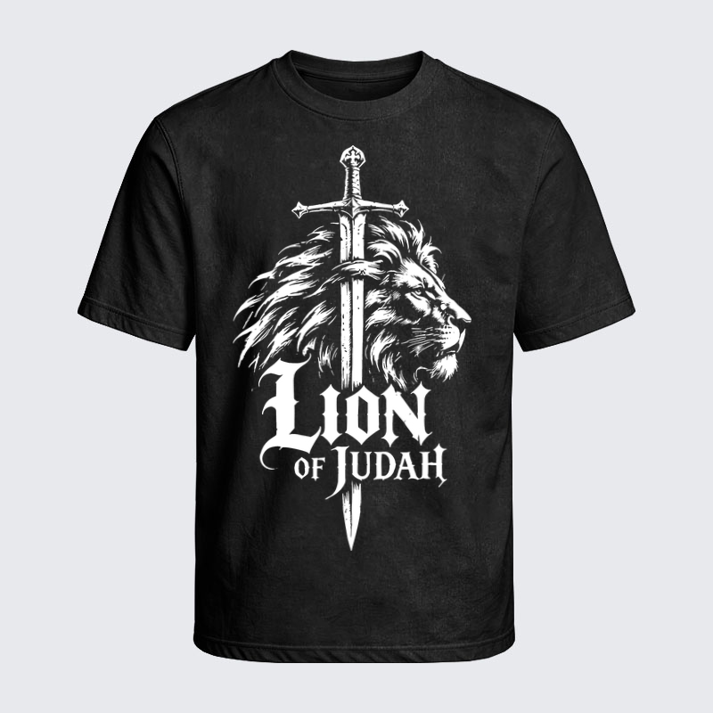 Washed T-Shirt - Lion of Judah - Black (front)