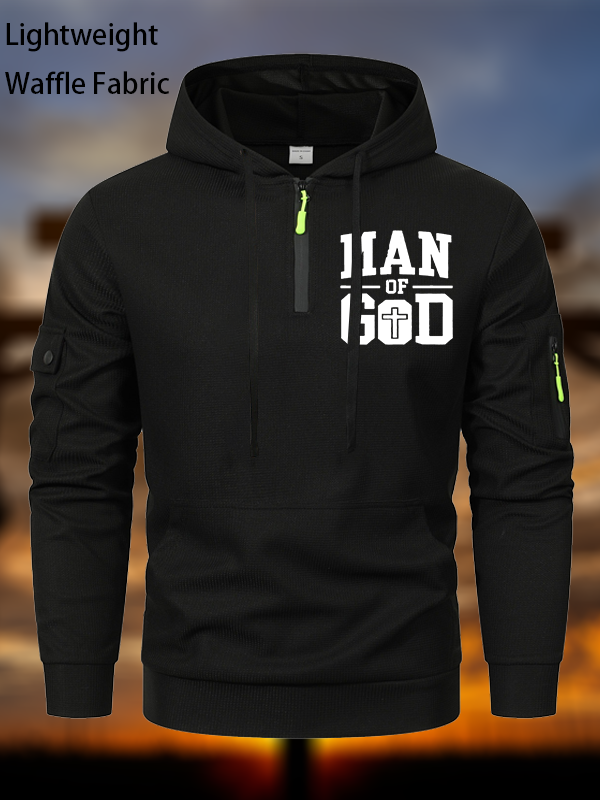 Man Of God Waffle Fabric Zipper Hoodies